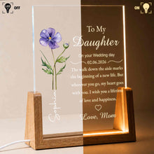 Load image into Gallery viewer, Personalized Acrylic Night Light with Wooden Base Gift for Daughter Wedding
