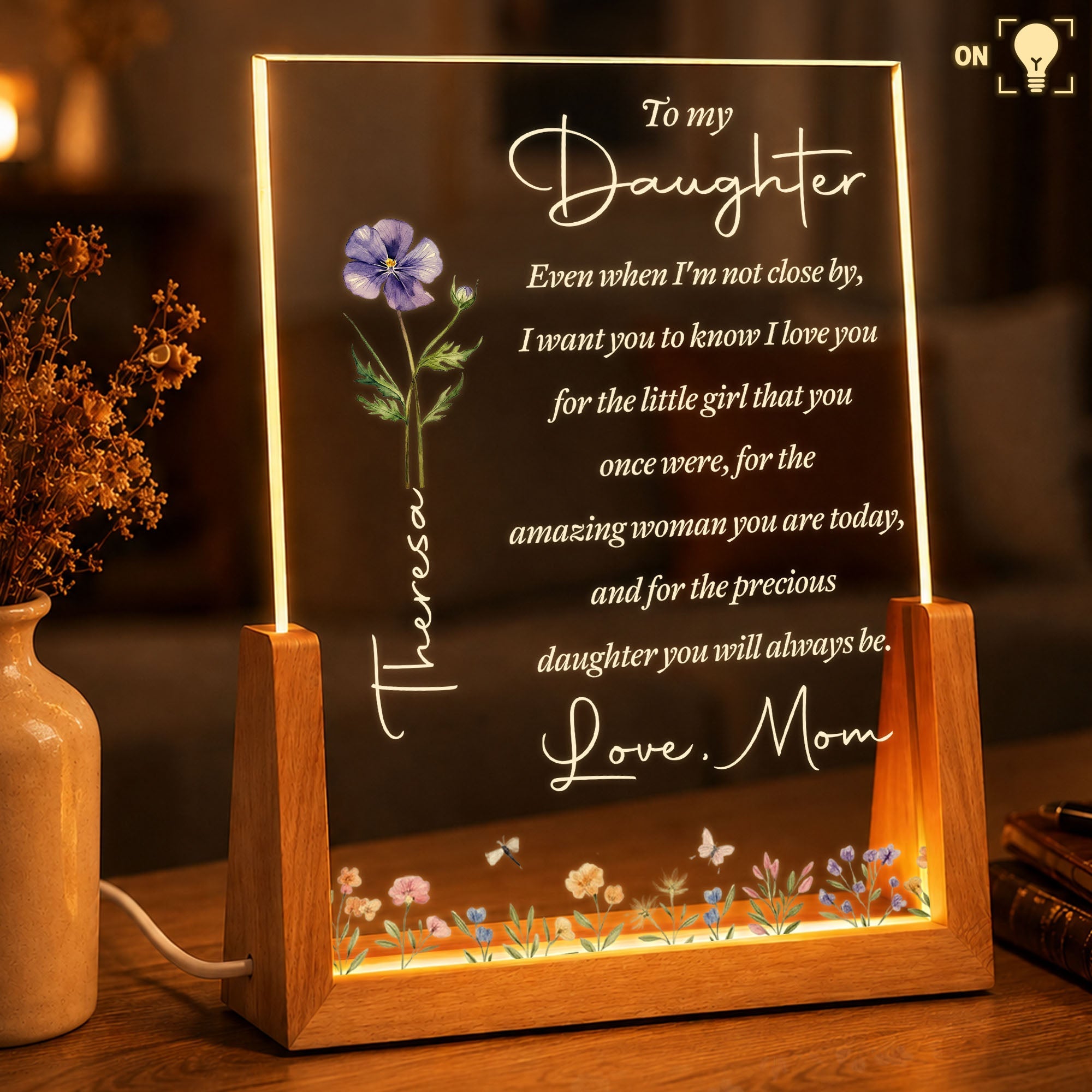 Personalized Acrylic Night Light Custom Name Gift for Daughter