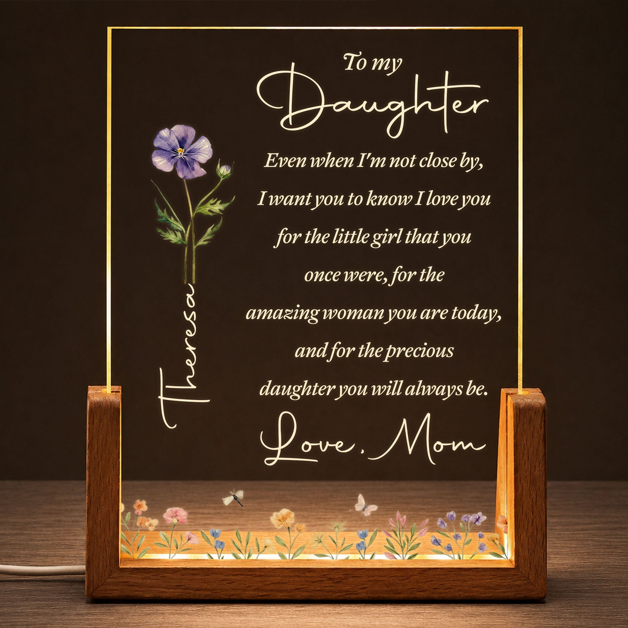Personalized Acrylic Night Light Custom Name Gift for Daughter