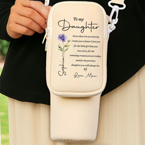 Personalized Water Bottle Carrier Bag Custom Name Gift for Daughter