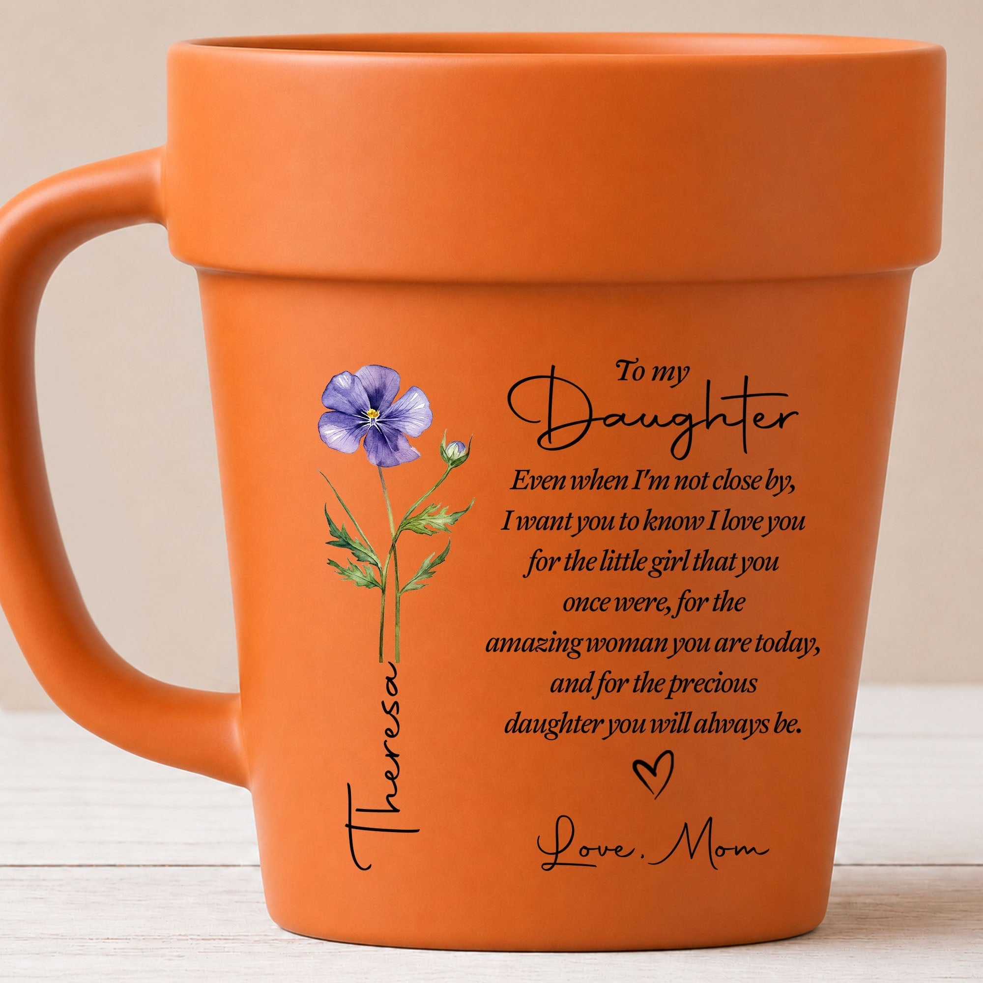 Personalized Plant Pot Ceramic Mug Custom Name Gift for Daughter