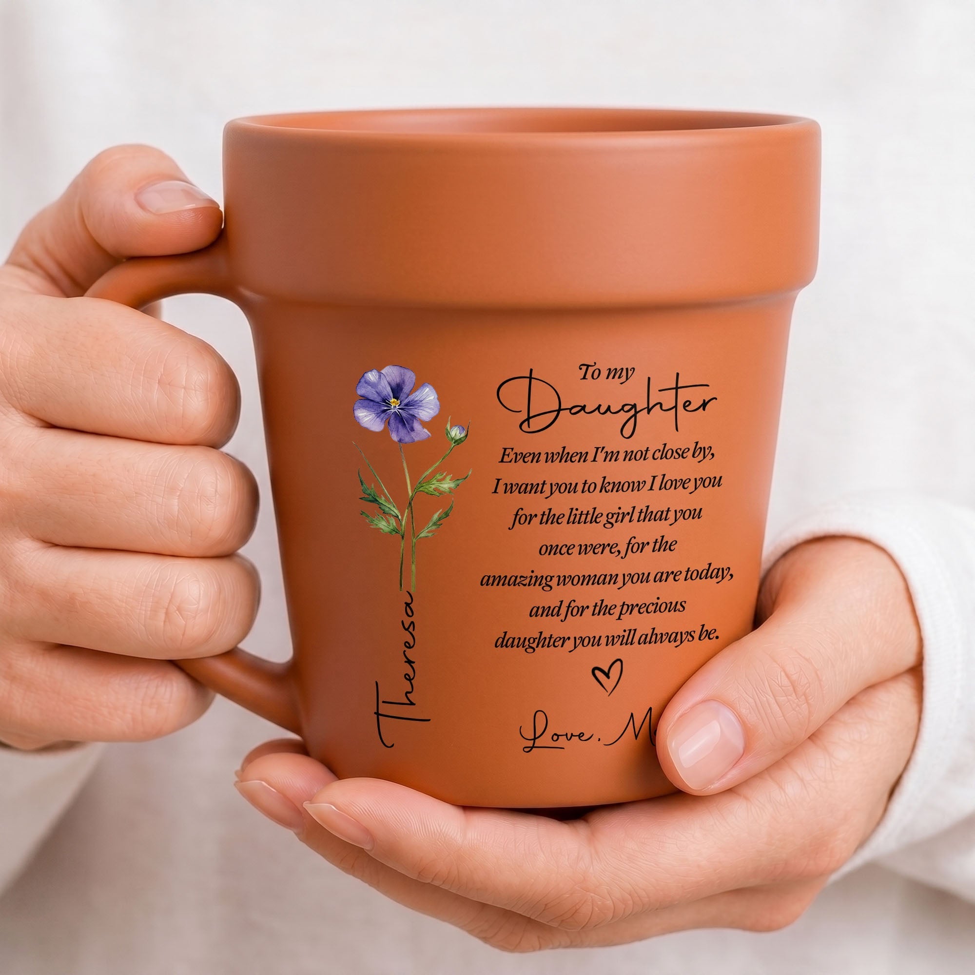 Personalized Plant Pot Ceramic Mug Custom Name Gift for Daughter