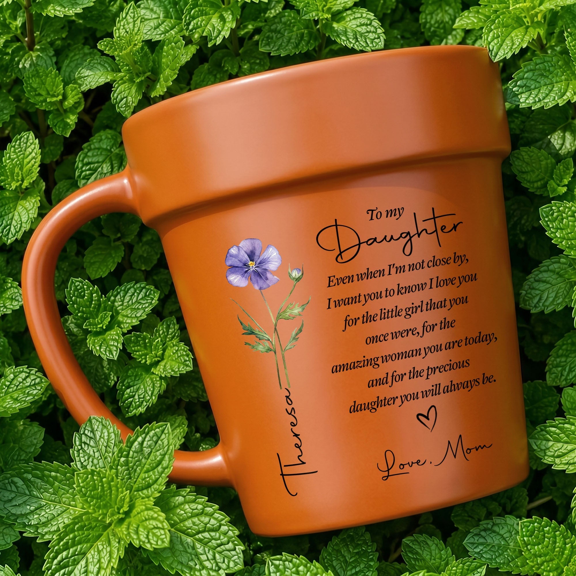 Personalized Plant Pot Ceramic Mug Custom Name Gift for Daughter
