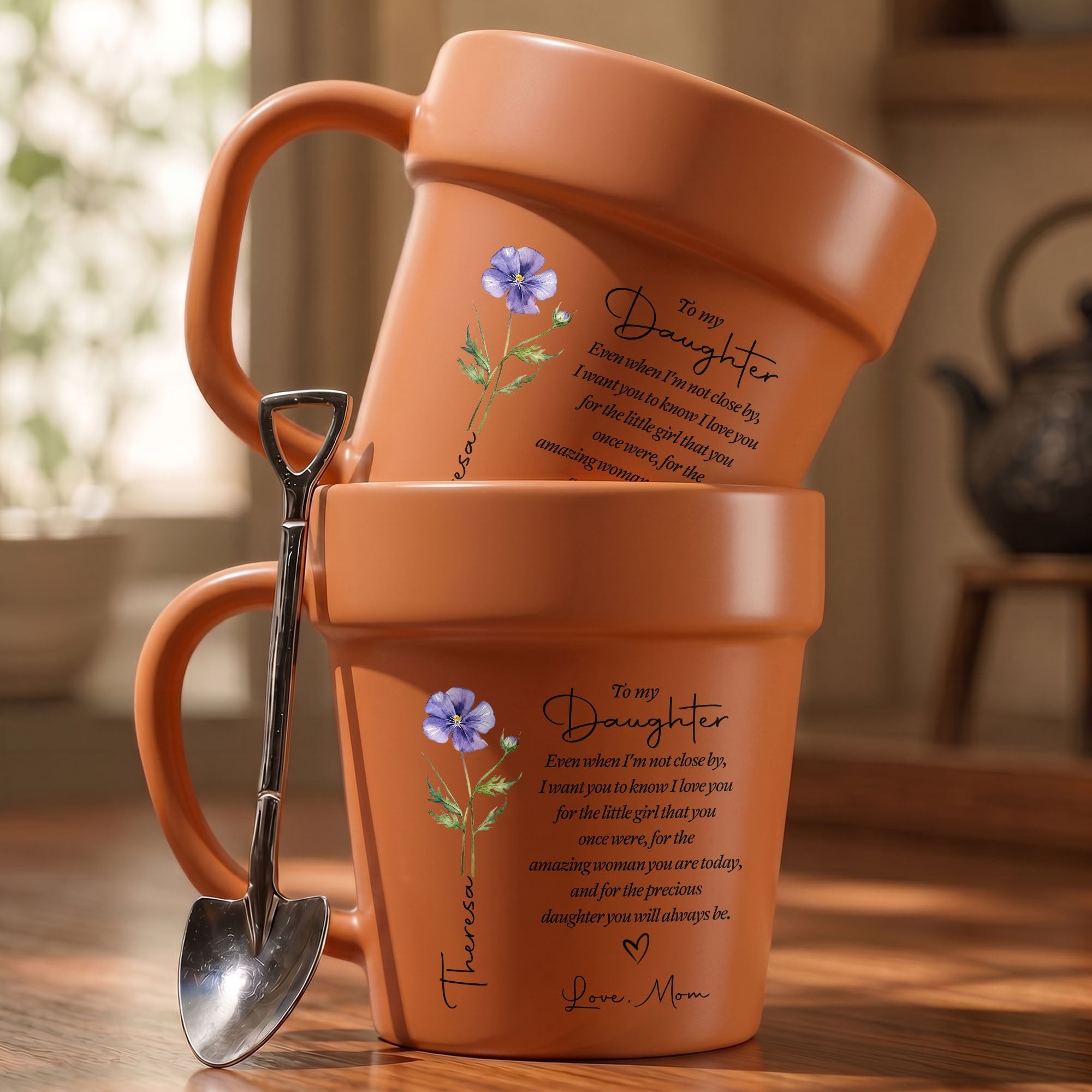 Personalized Plant Pot Ceramic Mug Custom Name Gift for Daughter