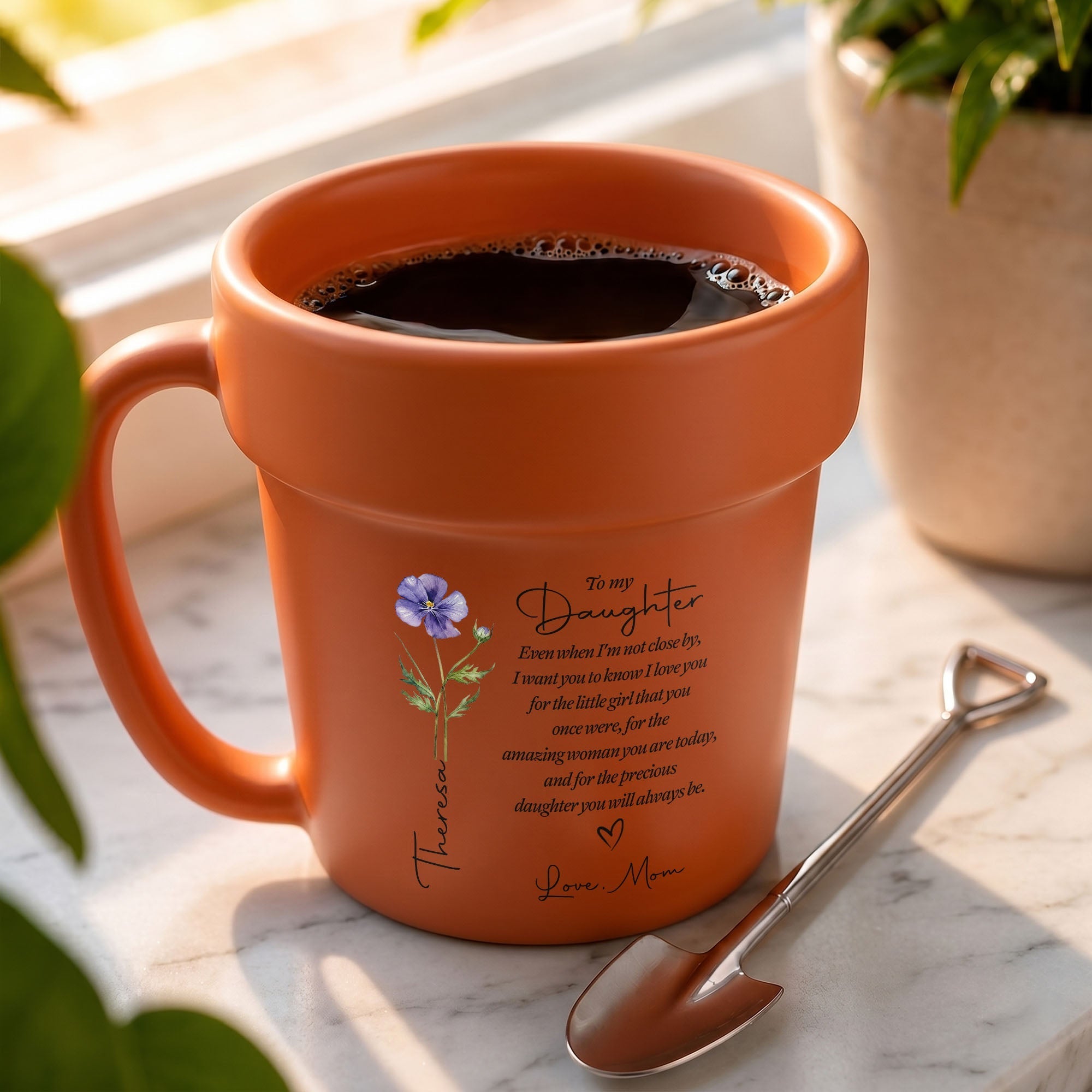 Personalized Plant Pot Ceramic Mug Custom Name Gift for Daughter