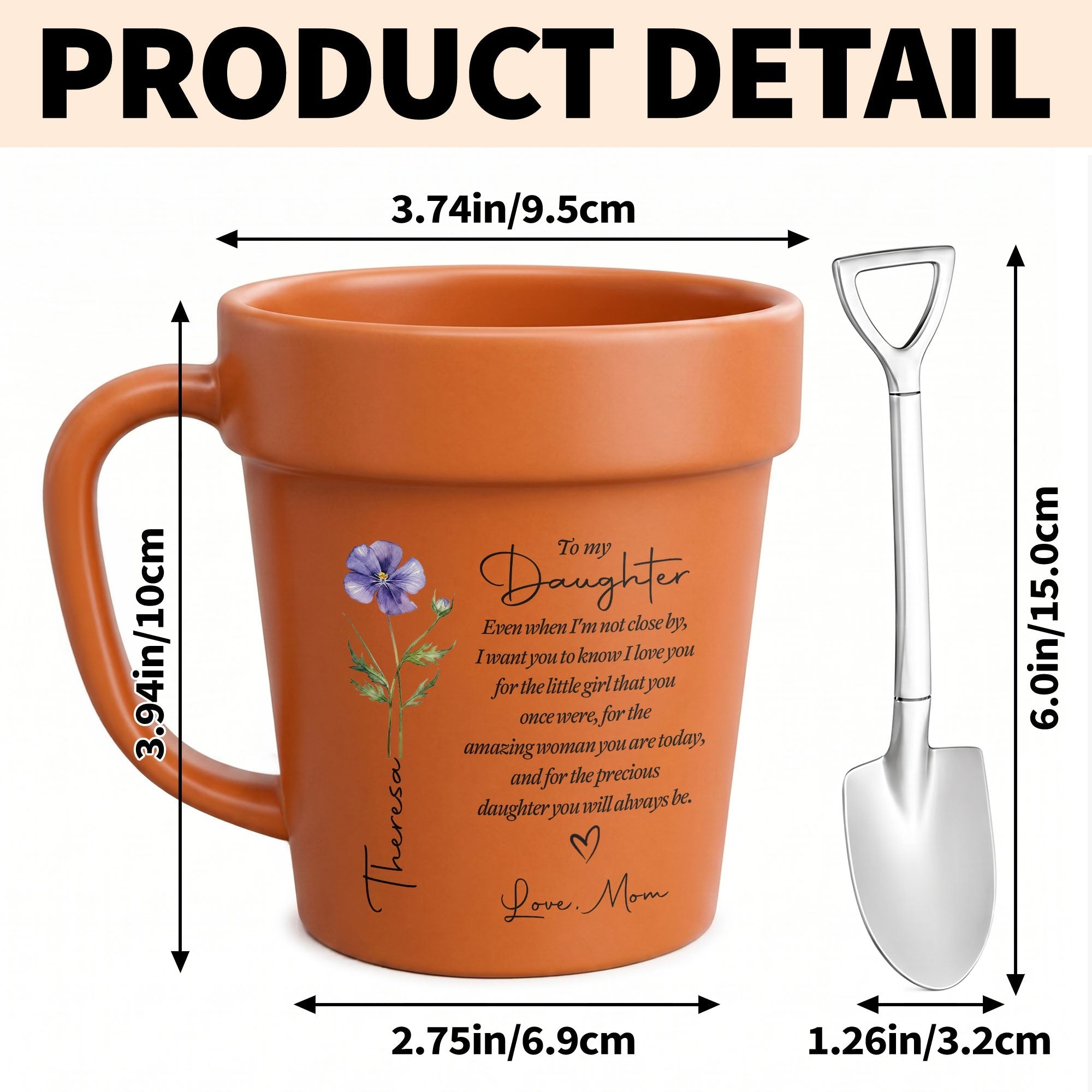 Personalized Plant Pot Ceramic Mug Custom Name Gift for Daughter