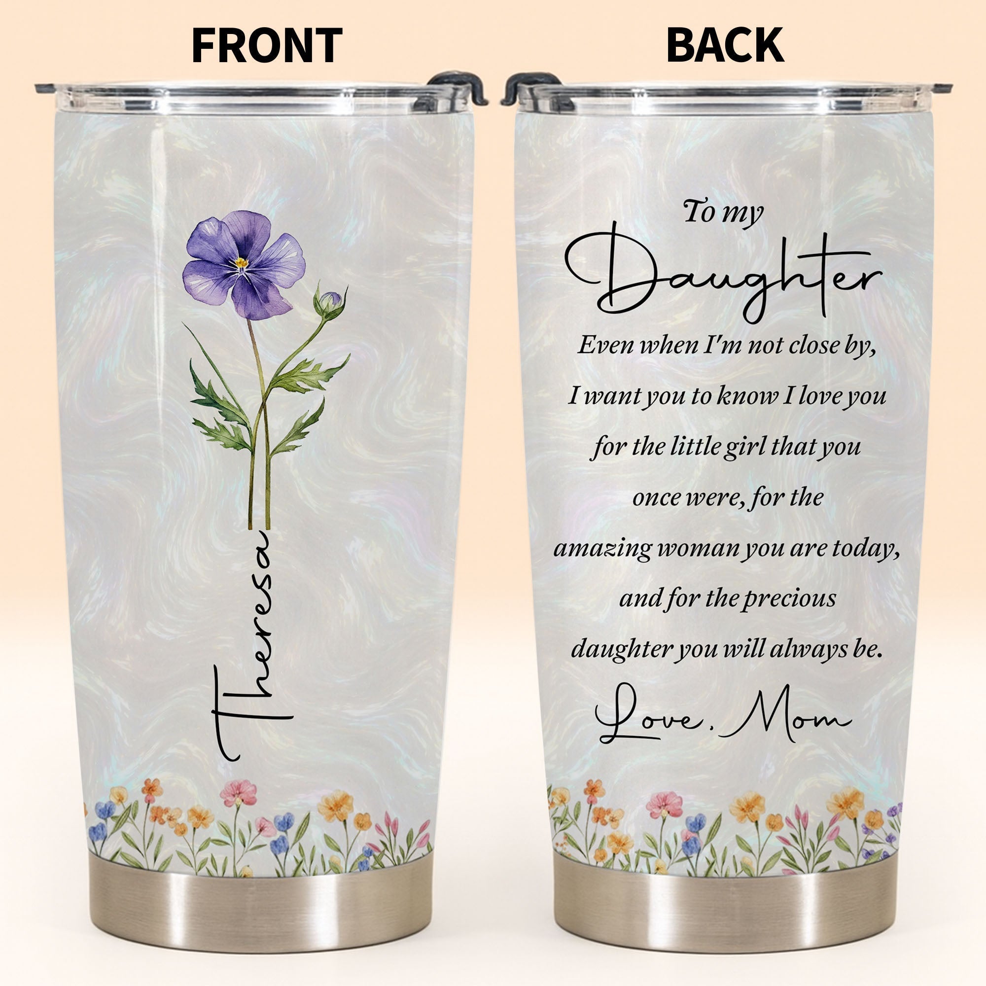 Personalized 20oz Stainless Steel Tumbler Gift for Daughter
