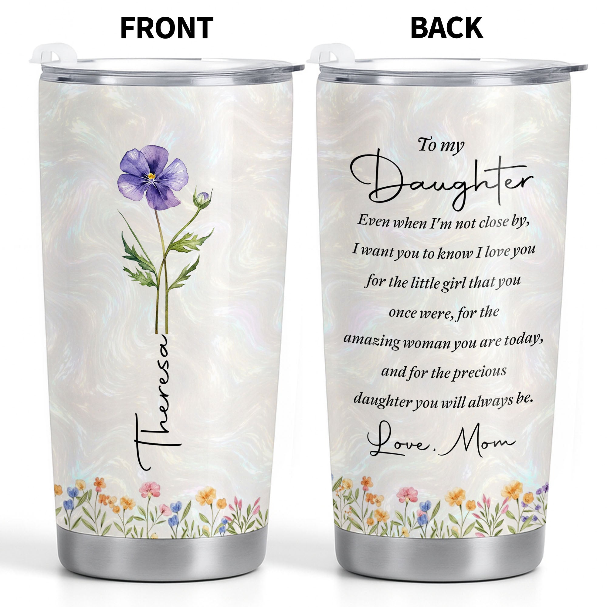 Personalized 20oz Stainless Steel Tumbler Gift for Daughter