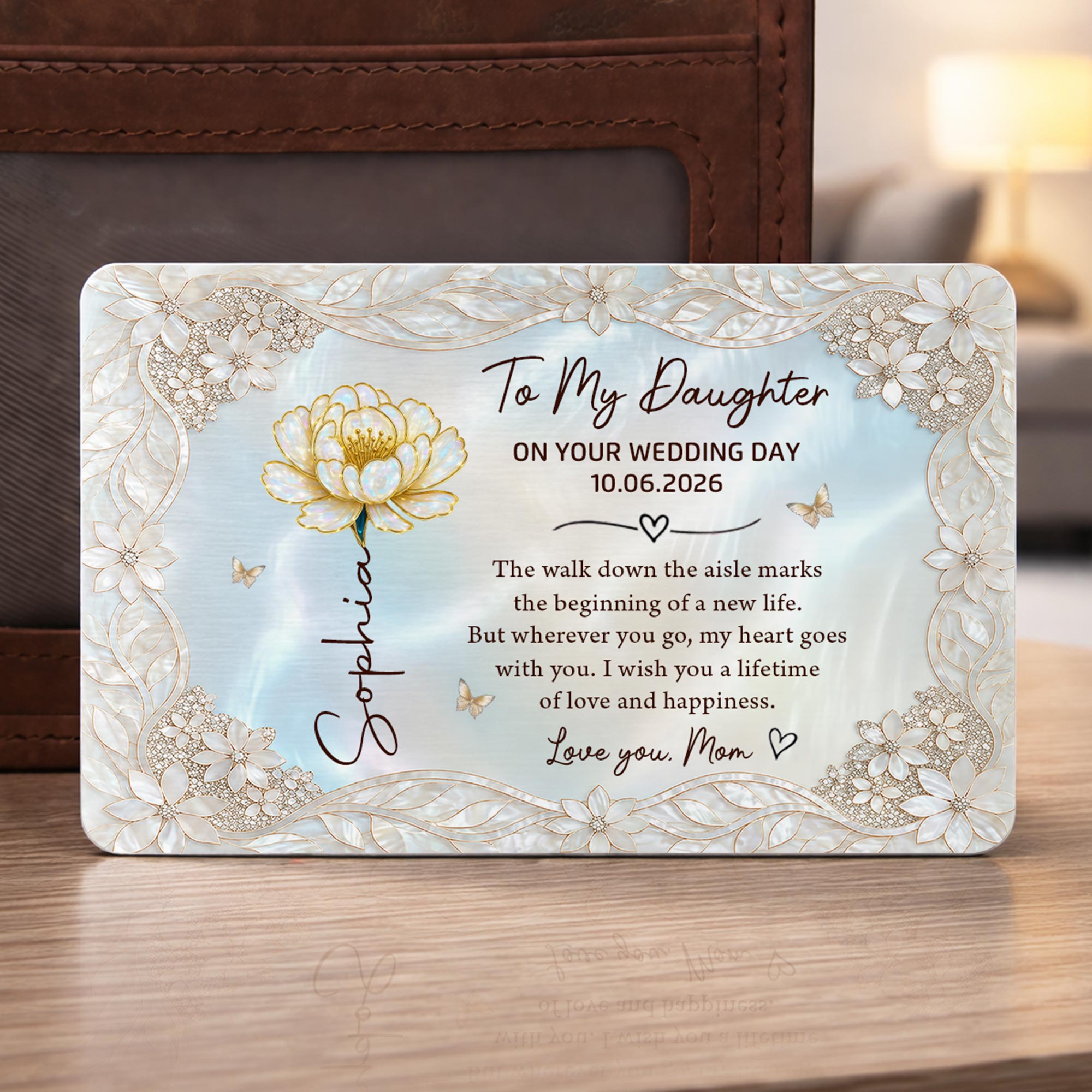 Personalized Aluminum Wallet Card Gift for Daughter Wedding Day