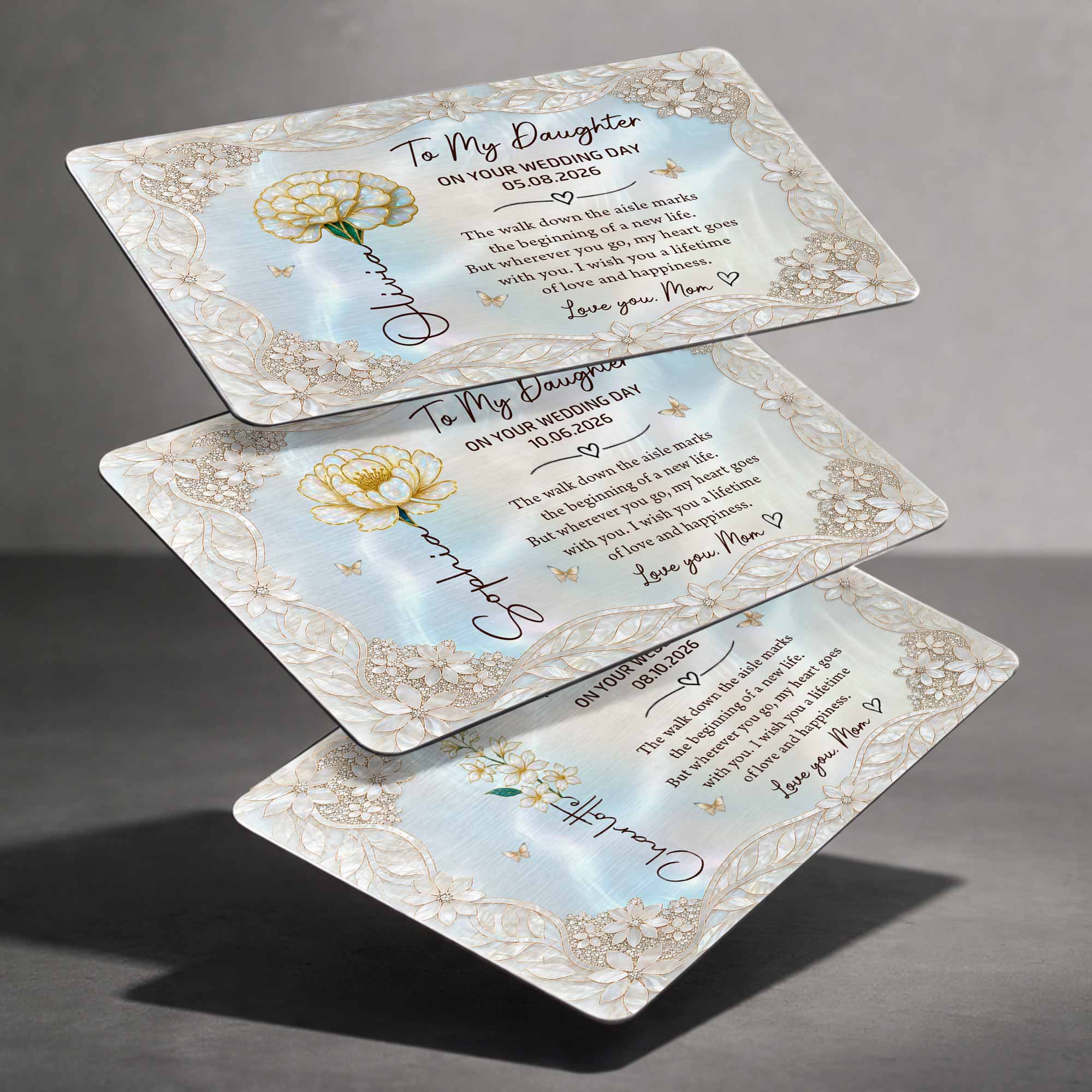 Personalized Aluminum Wallet Card Gift for Daughter Wedding Day