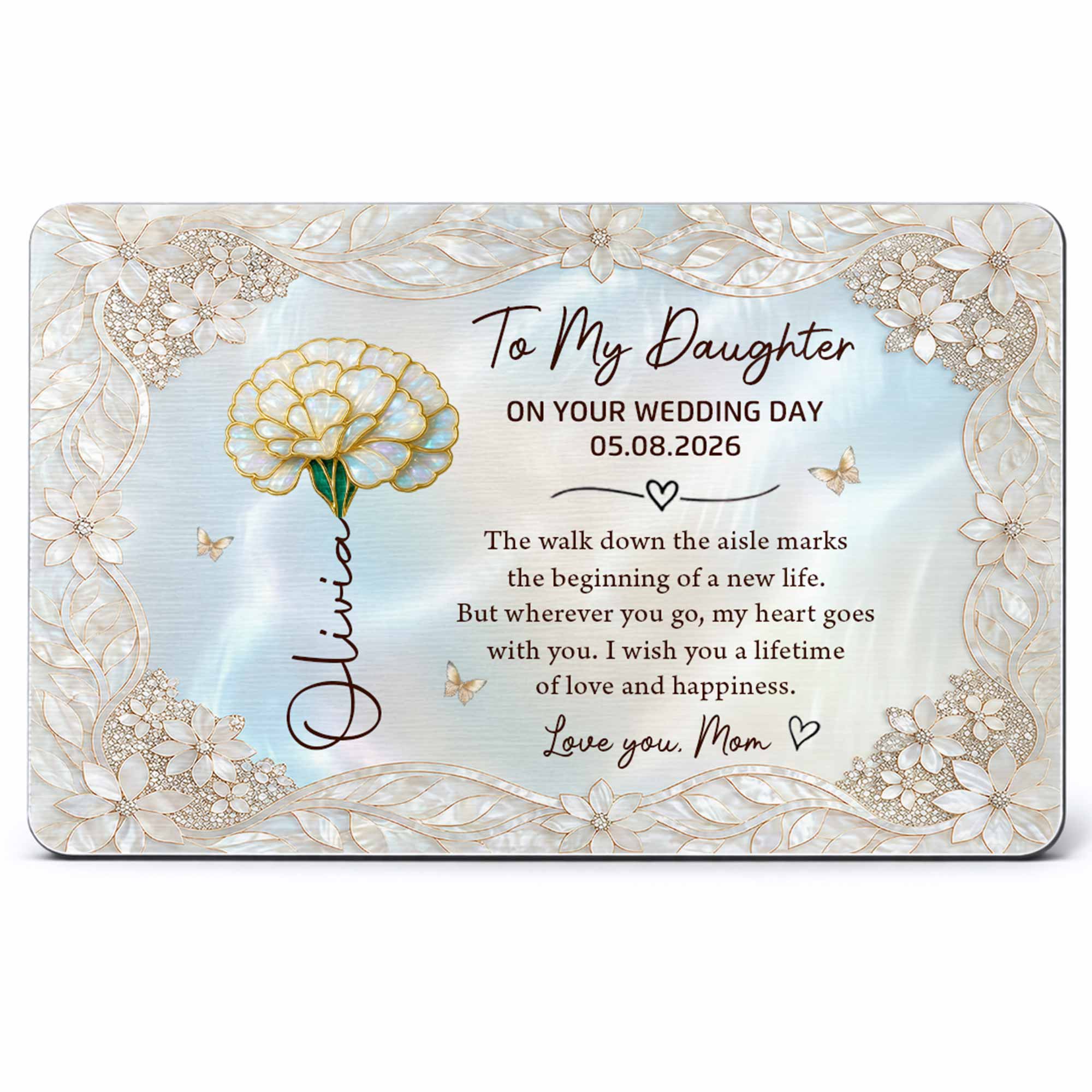 Personalized Aluminum Wallet Card Gift for Daughter Wedding Day