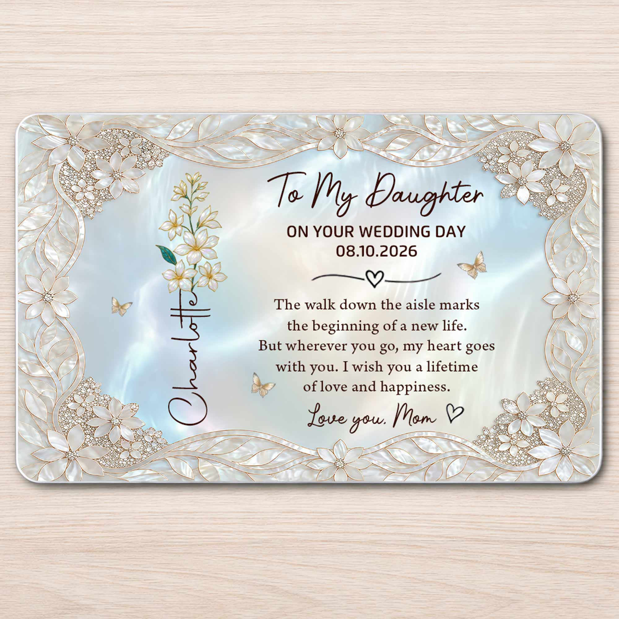 Personalized Aluminum Wallet Card Gift for Daughter Wedding Day