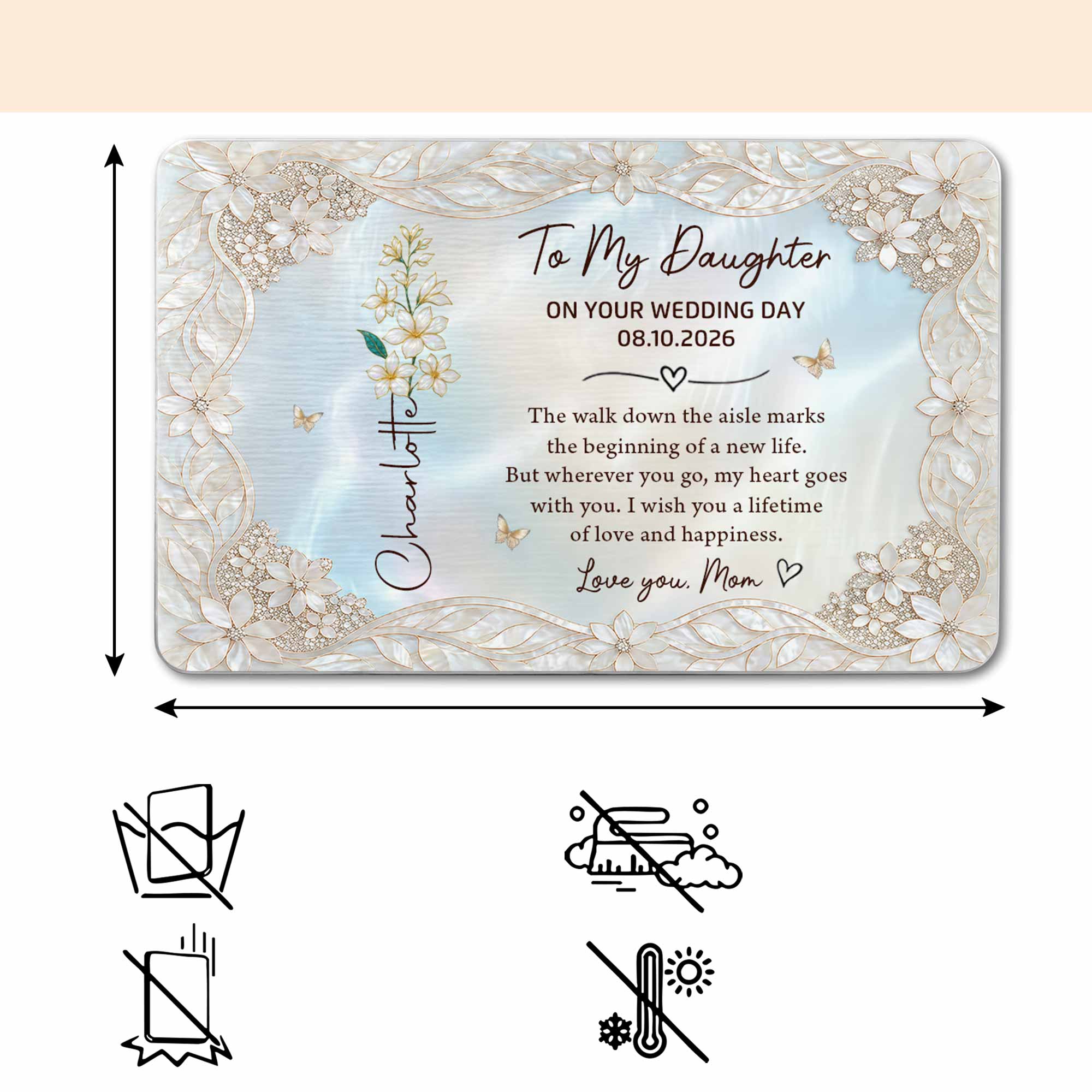 Personalized Aluminum Wallet Card Gift for Daughter Wedding Day