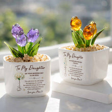 Load image into Gallery viewer, Personalized Glass Everlasting Tulips Custom Gift for Daughter Wedding Day

