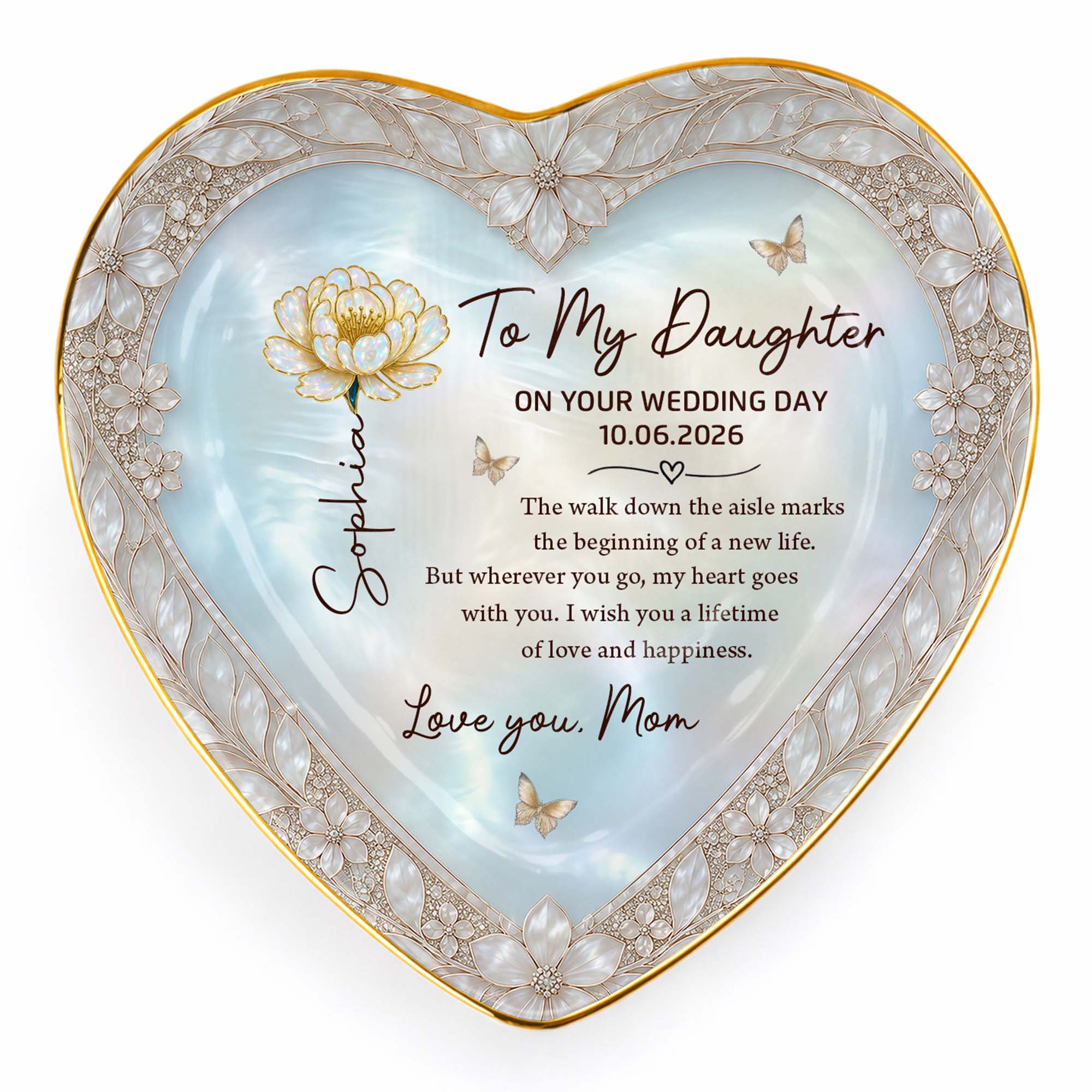 Personalized Heart Jewelry Dish Custom Name Gift for Bride