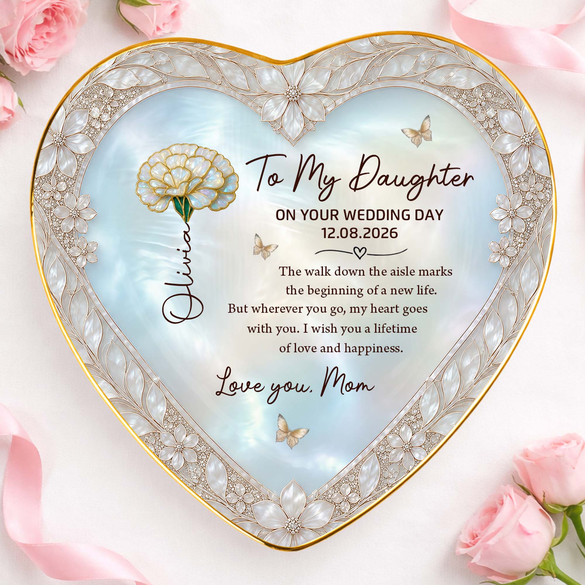 Personalized Heart Jewelry Dish Custom Name Gift for Bride