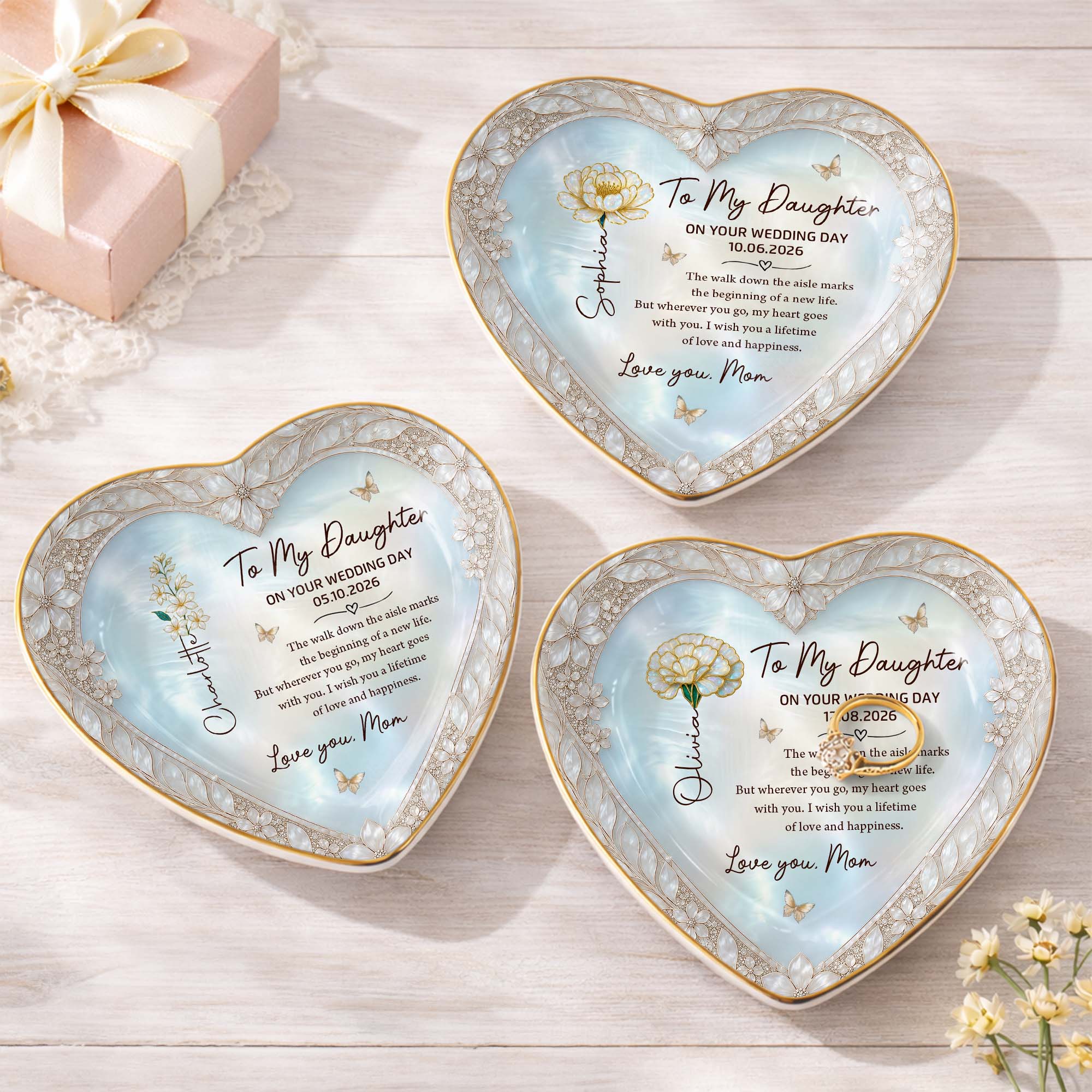 Personalized Heart Jewelry Dish Custom Name Gift for Bride