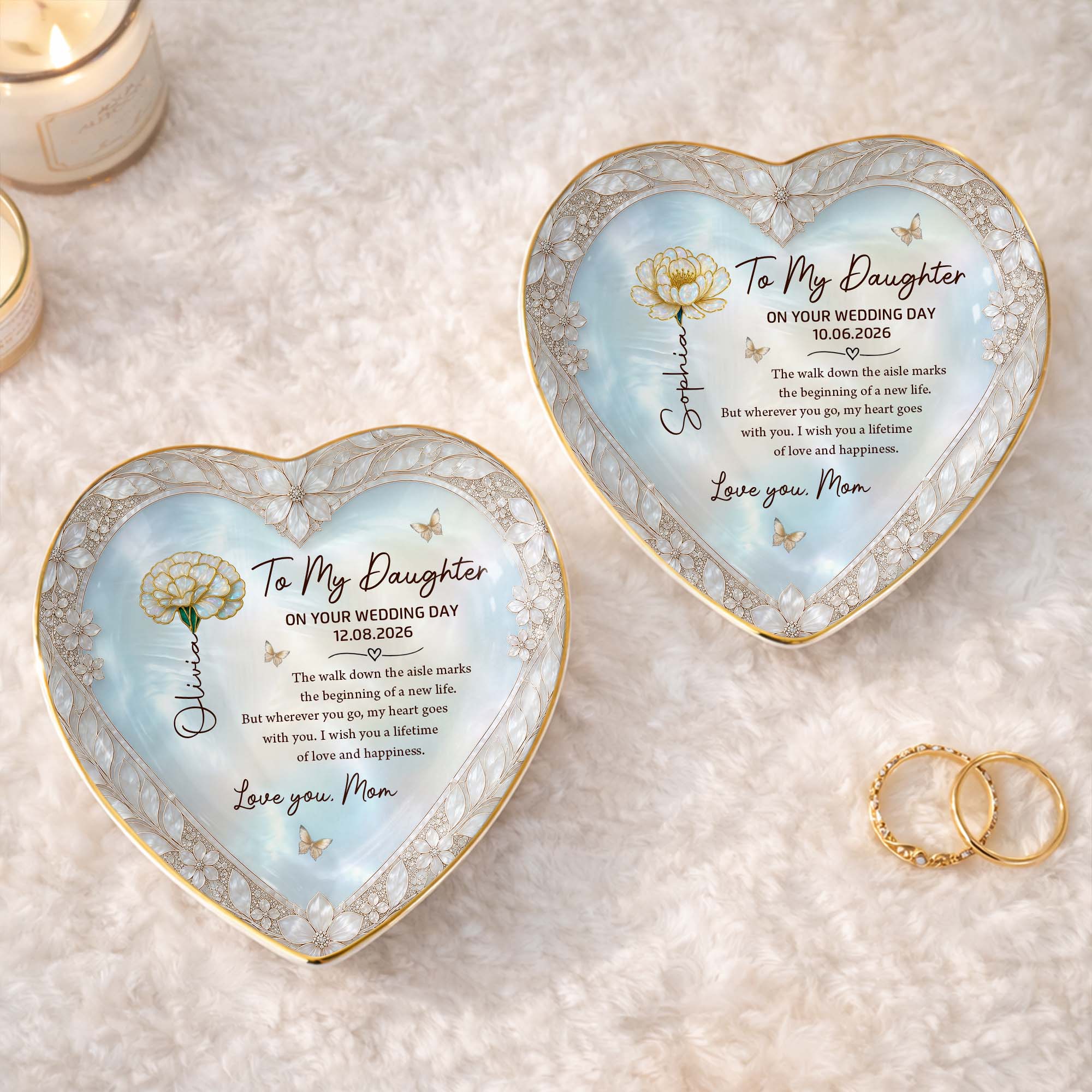 Personalized Heart Jewelry Dish Custom Name Gift for Bride