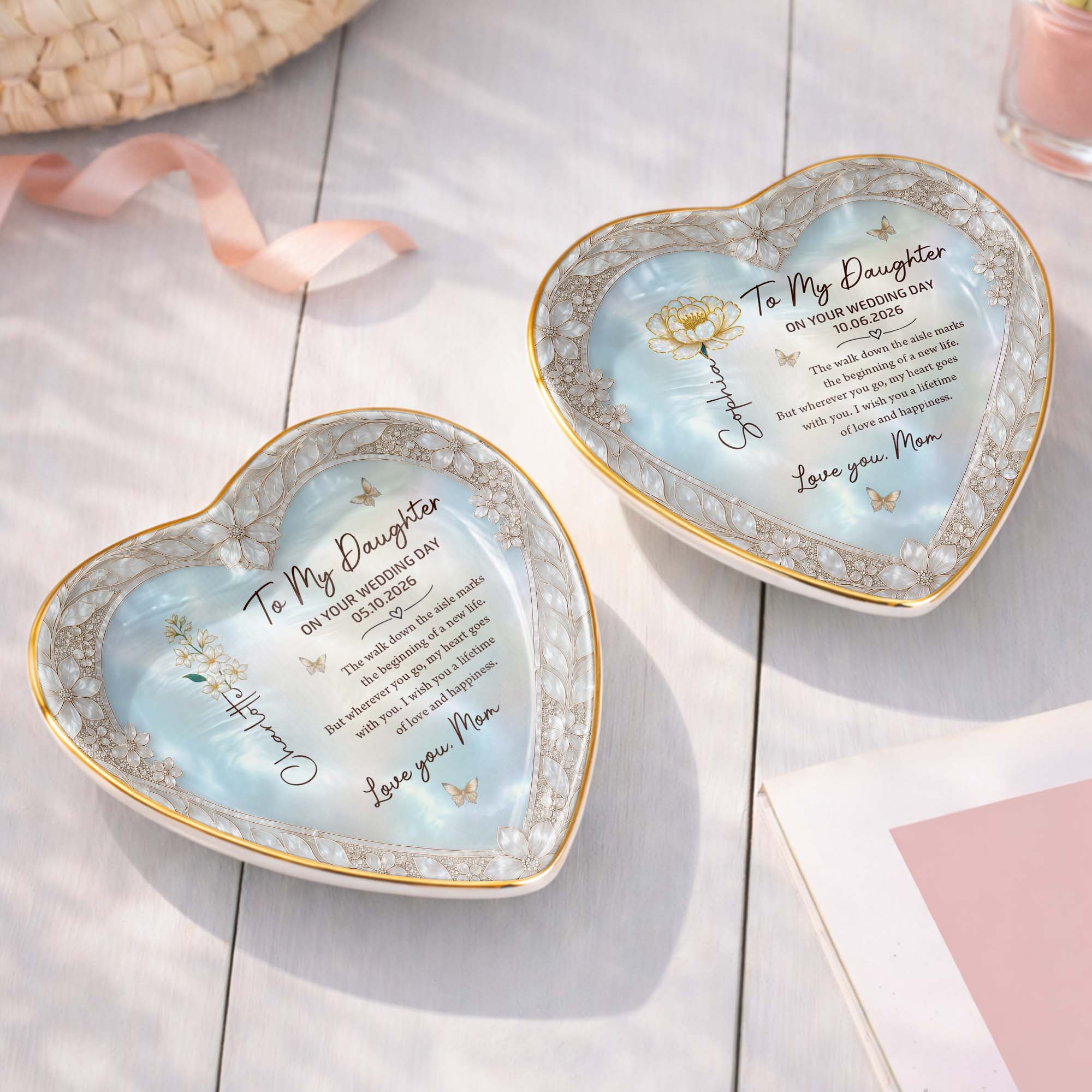 Personalized Heart Jewelry Dish Custom Name Gift for Bride