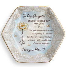 Load image into Gallery viewer, Personalized Ceramic Jewelry Dish Custom Flower Gift for Daughter
