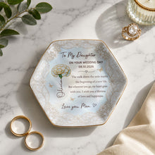 Load image into Gallery viewer, Personalized Ceramic Jewelry Dish Custom Flower Gift for Daughter
