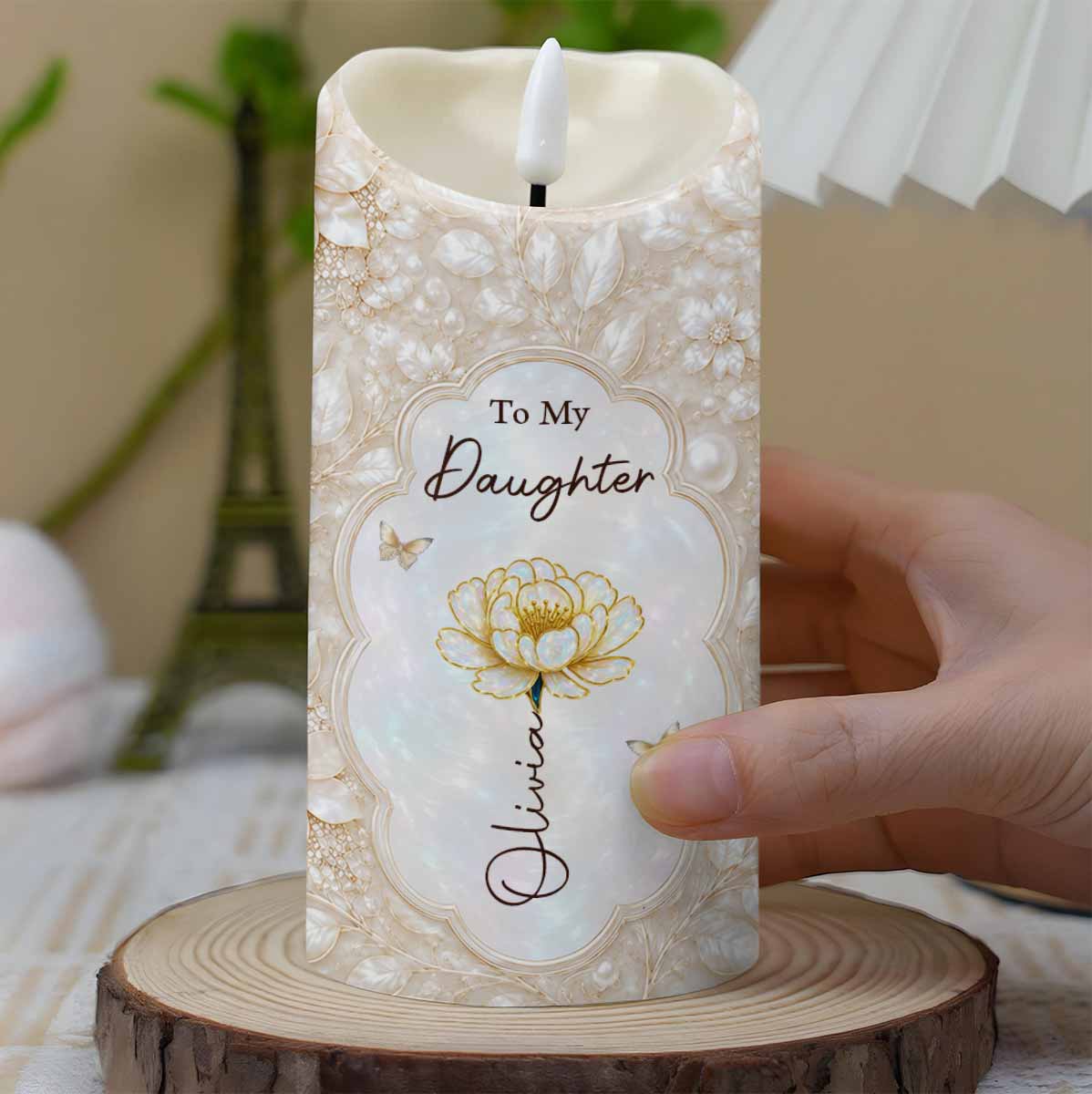 Personalized LED Candle Custom Name Gift for Daughter Wedding Day