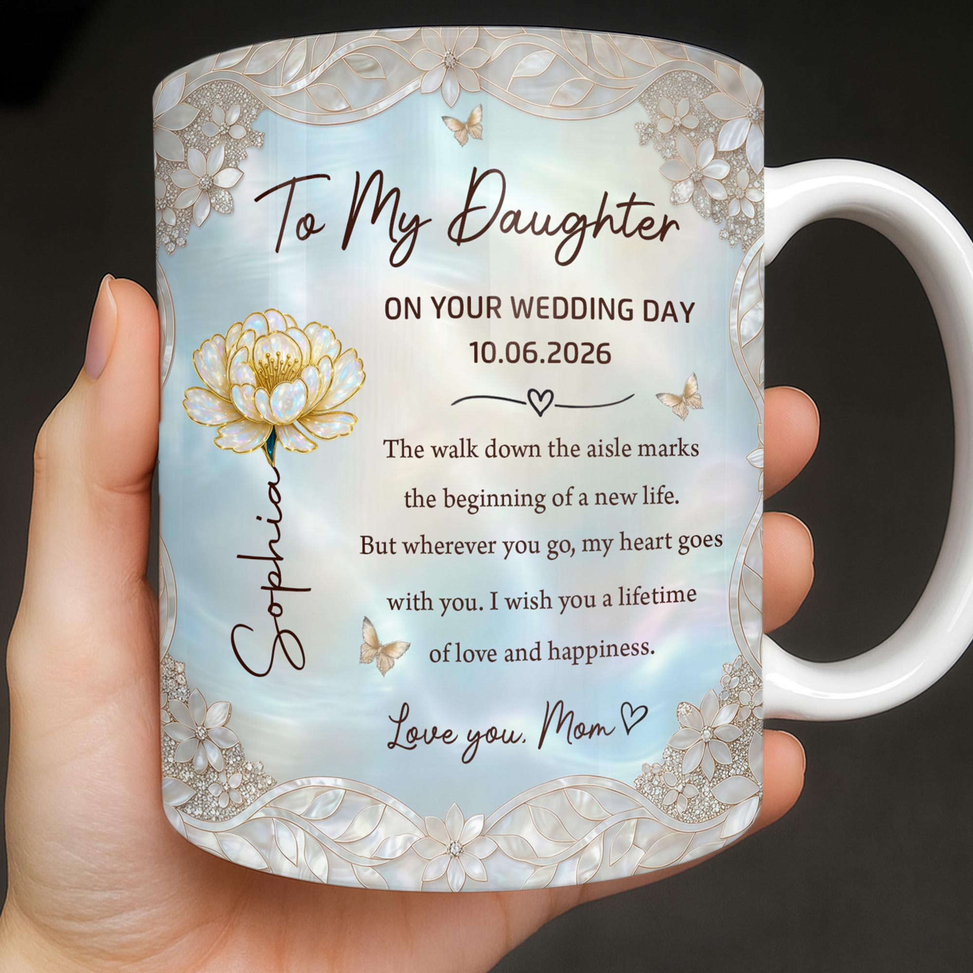 Personalized Edge-to-Edge Mug Wedding Gift for Daughter