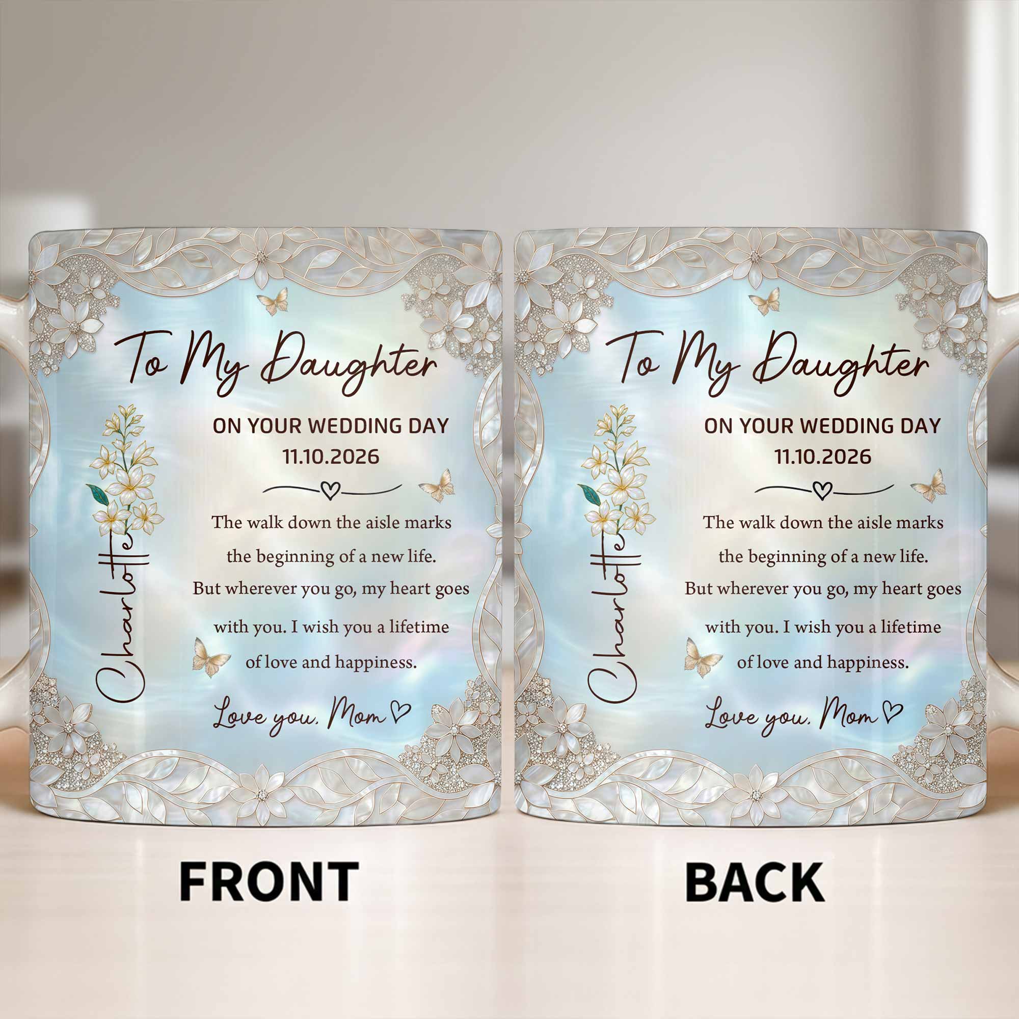 Personalized Edge-to-Edge Mug Wedding Gift for Daughter