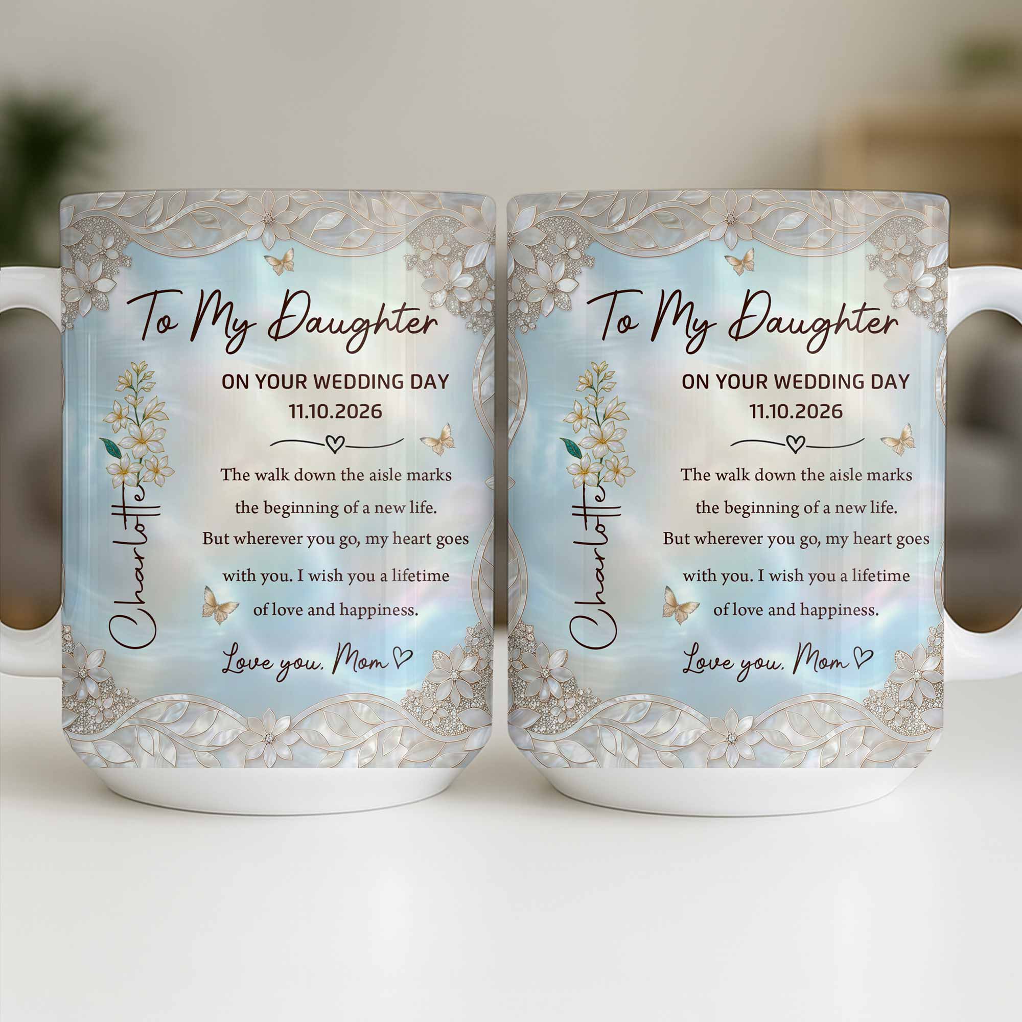 Personalized Edge-to-Edge Mug Wedding Gift for Daughter