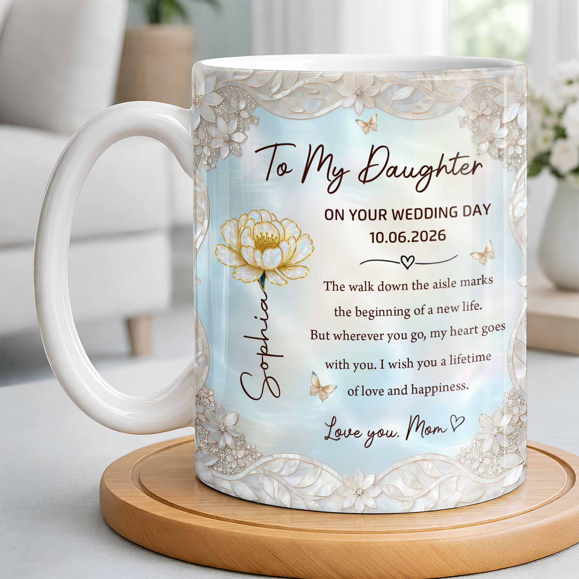 Personalized Edge-to-Edge Mug Wedding Gift for Daughter