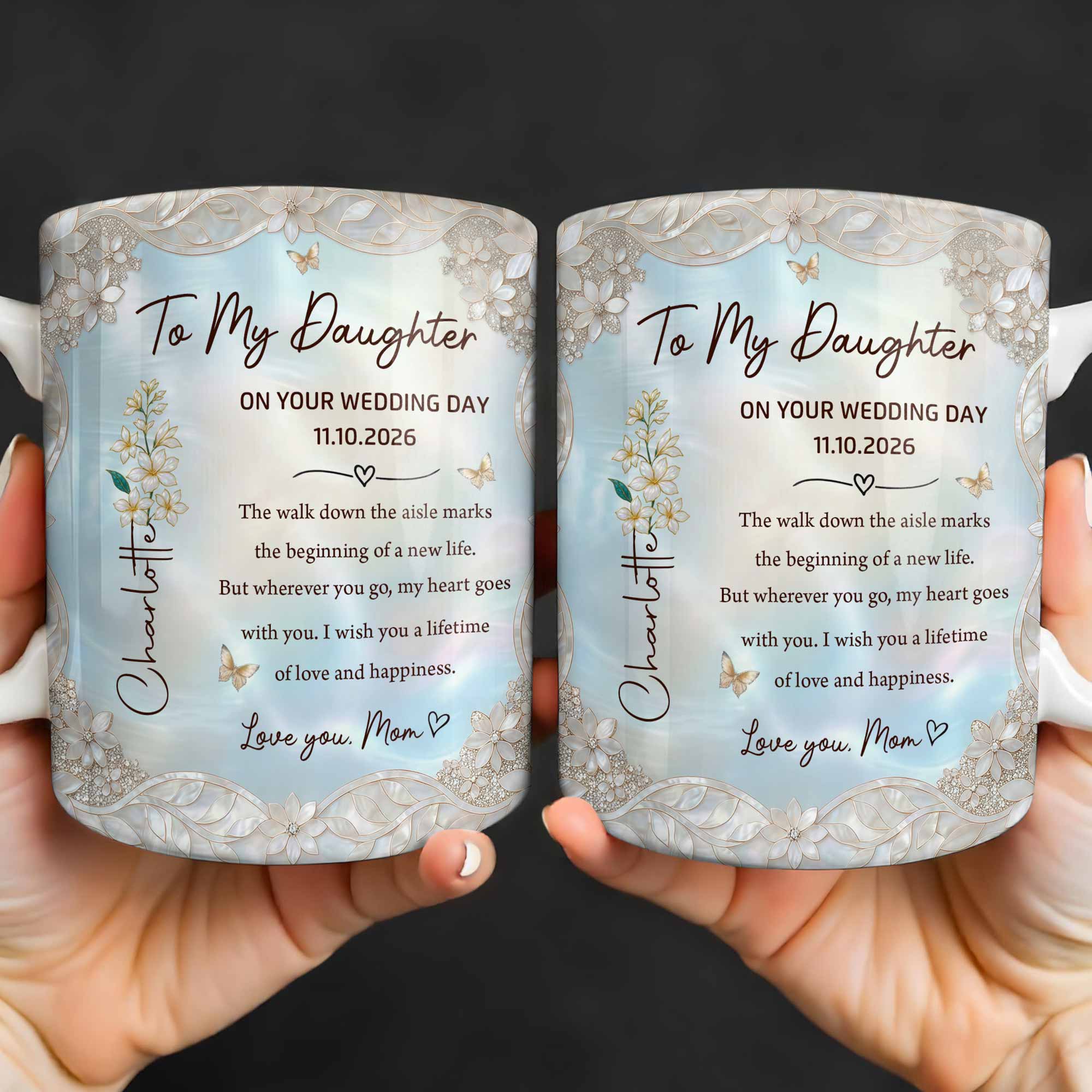 Personalized Edge-to-Edge Mug Wedding Gift for Daughter