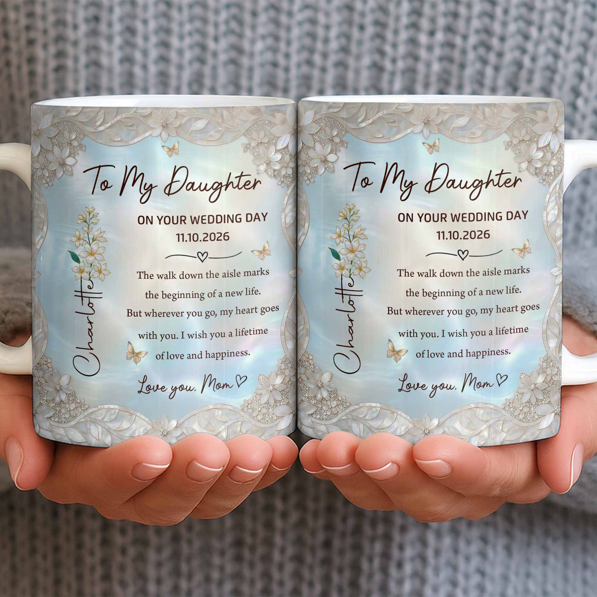 Personalized Edge-to-Edge Mug Wedding Gift for Daughter