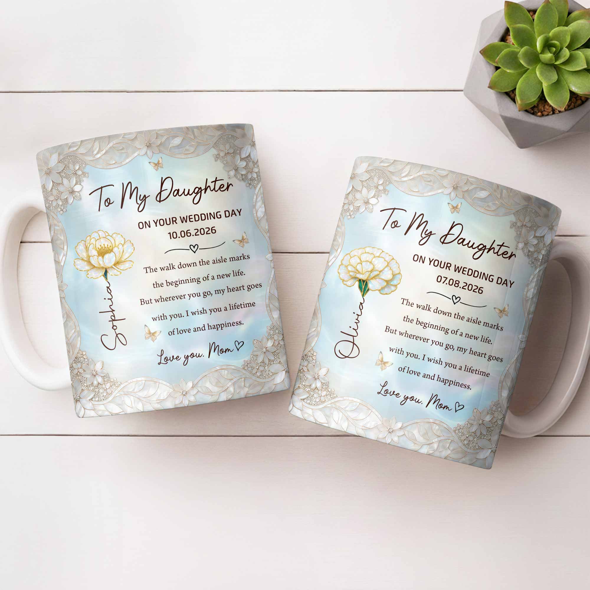 Personalized Edge-to-Edge Mug Wedding Gift for Daughter
