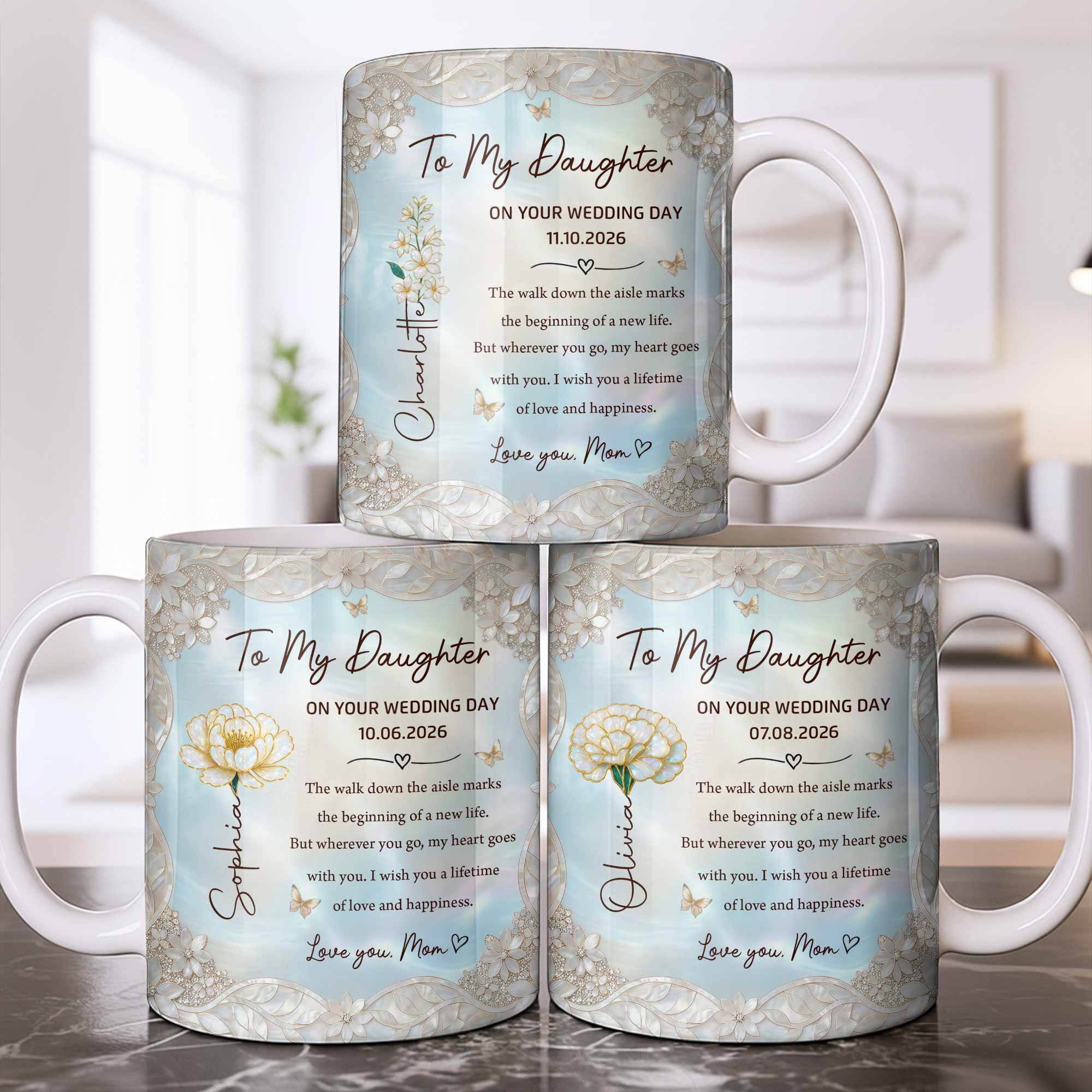 Personalized Edge-to-Edge Mug Wedding Gift for Daughter