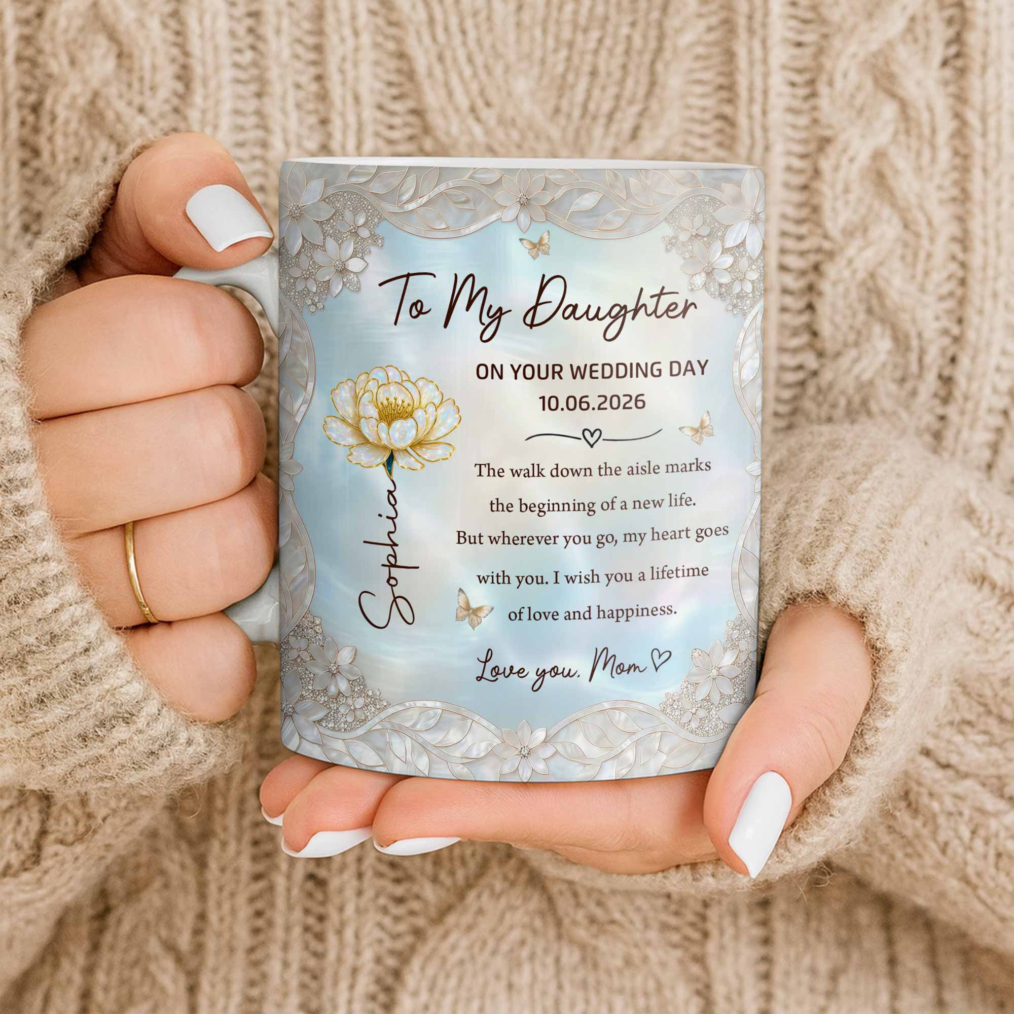 Personalized Edge-to-Edge Mug Wedding Gift for Daughter