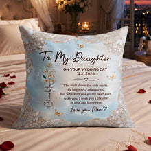 Load image into Gallery viewer, Personalized Wedding Day Pillow Gift for Daughter Birth Month Flowers
