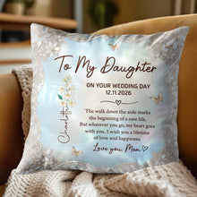 Load image into Gallery viewer, Personalized Wedding Day Pillow Gift for Daughter Birth Month Flowers
