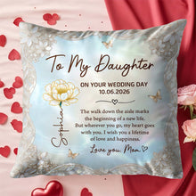 Load image into Gallery viewer, Personalized Wedding Day Pillow Gift for Daughter Birth Month Flowers
