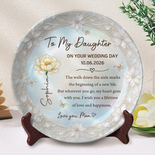 Load image into Gallery viewer, Personalized Ceramic Wedding Plate Gift for Daughter - Flower &amp; Butterfly
