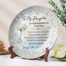 Load image into Gallery viewer, Personalized Ceramic Wedding Plate Gift for Daughter - Flower &amp; Butterfly
