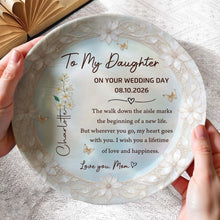 Load image into Gallery viewer, Personalized Ceramic Wedding Plate Gift for Daughter - Flower &amp; Butterfly
