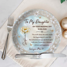 Load image into Gallery viewer, Personalized Ceramic Wedding Plate Gift for Daughter - Flower &amp; Butterfly
