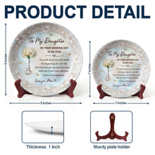 Load image into Gallery viewer, Personalized Ceramic Wedding Plate Gift for Daughter - Flower &amp; Butterfly
