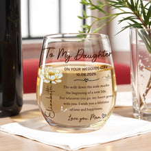 Load image into Gallery viewer, Personalized Stemless Wine Glass Custom Name Gift for Daughter Wedding Day
