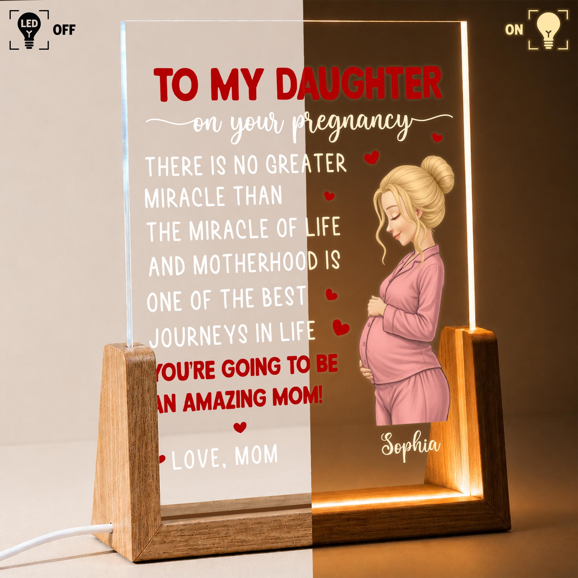 Personalized Acrylic Night Light Custom Gift for Daughter