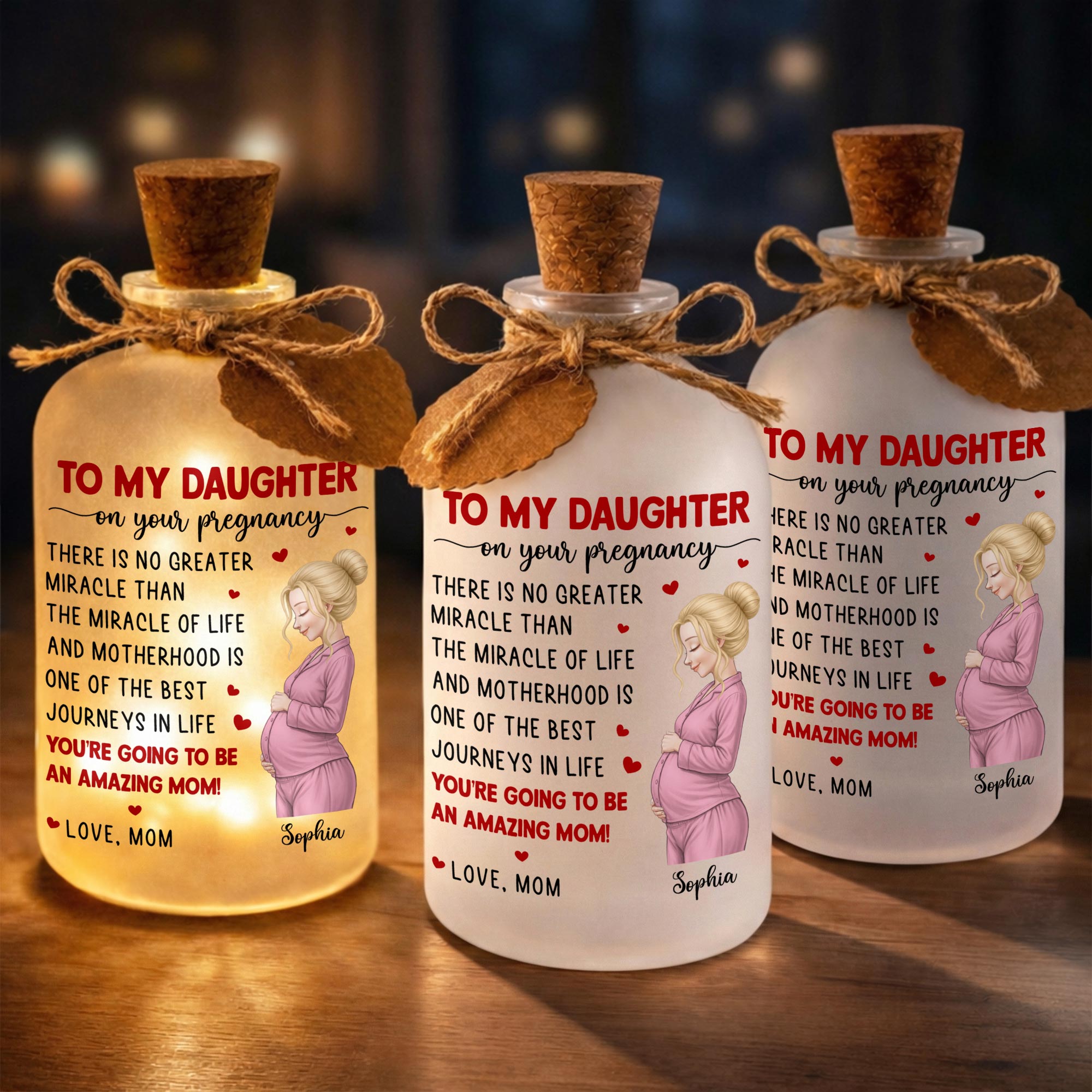 Personalized Frosted Short Bottle Light Custom Name Gift for Daughter
