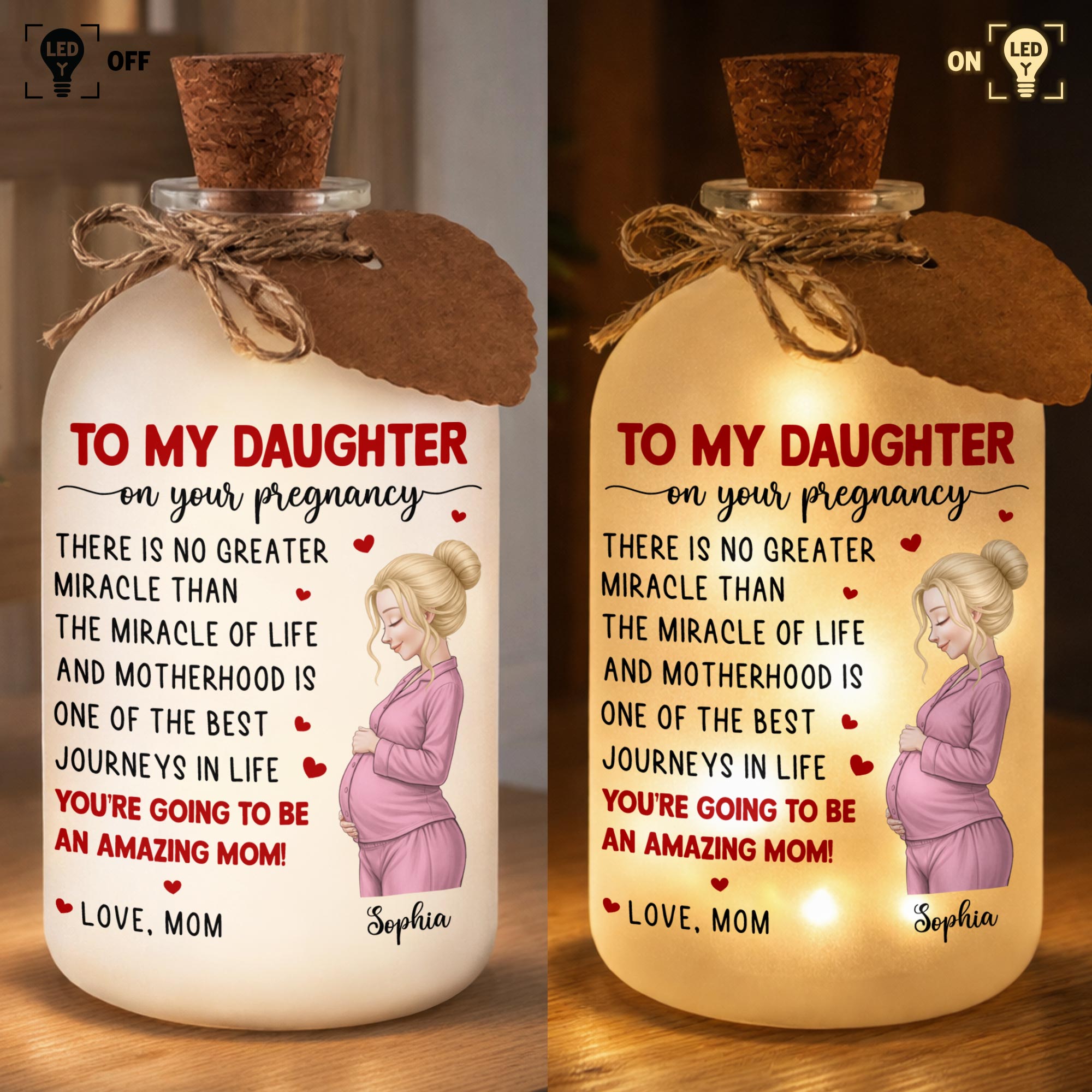Personalized Frosted Short Bottle Light Custom Name Gift for Daughter