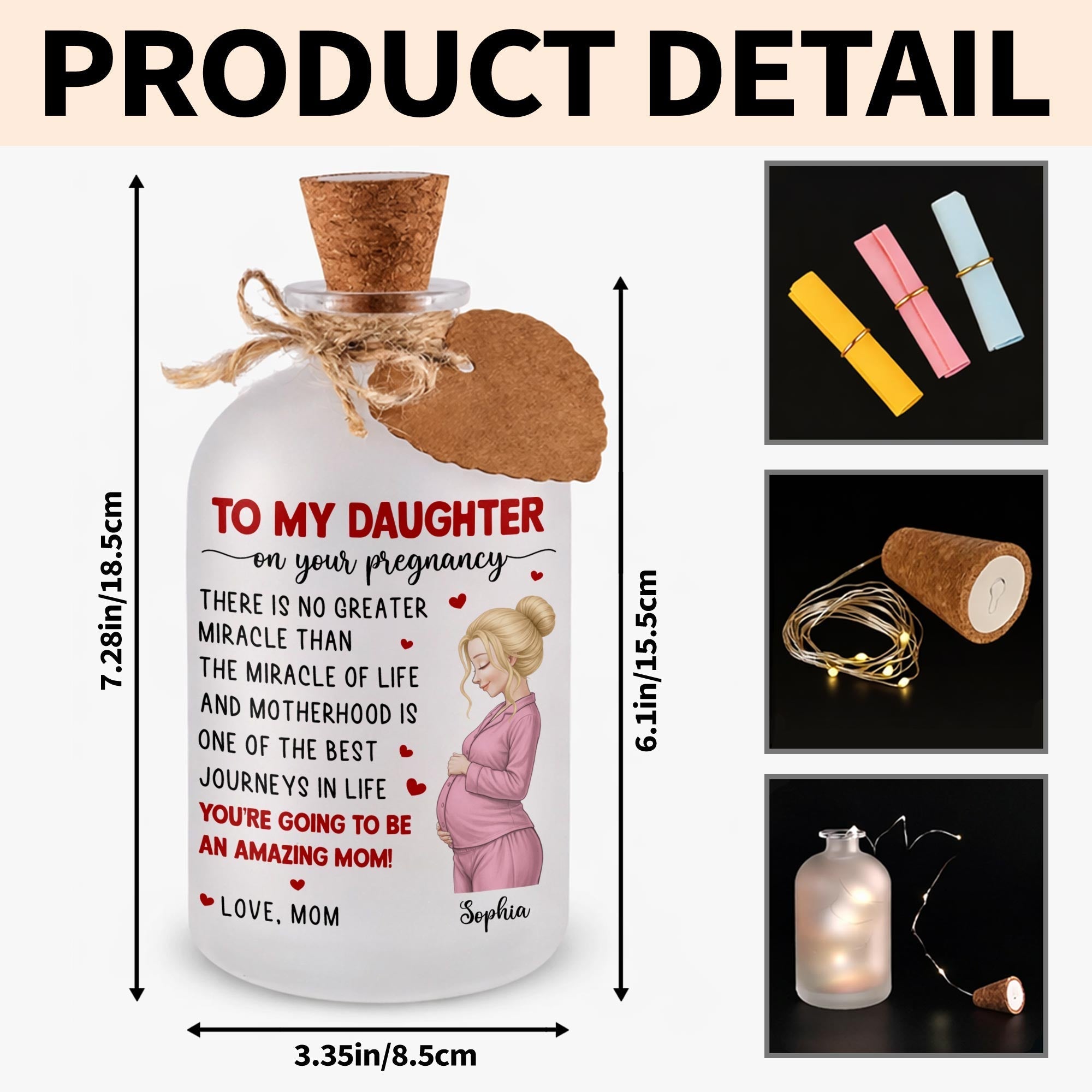 Personalized Frosted Short Bottle Light Custom Name Gift for Daughter