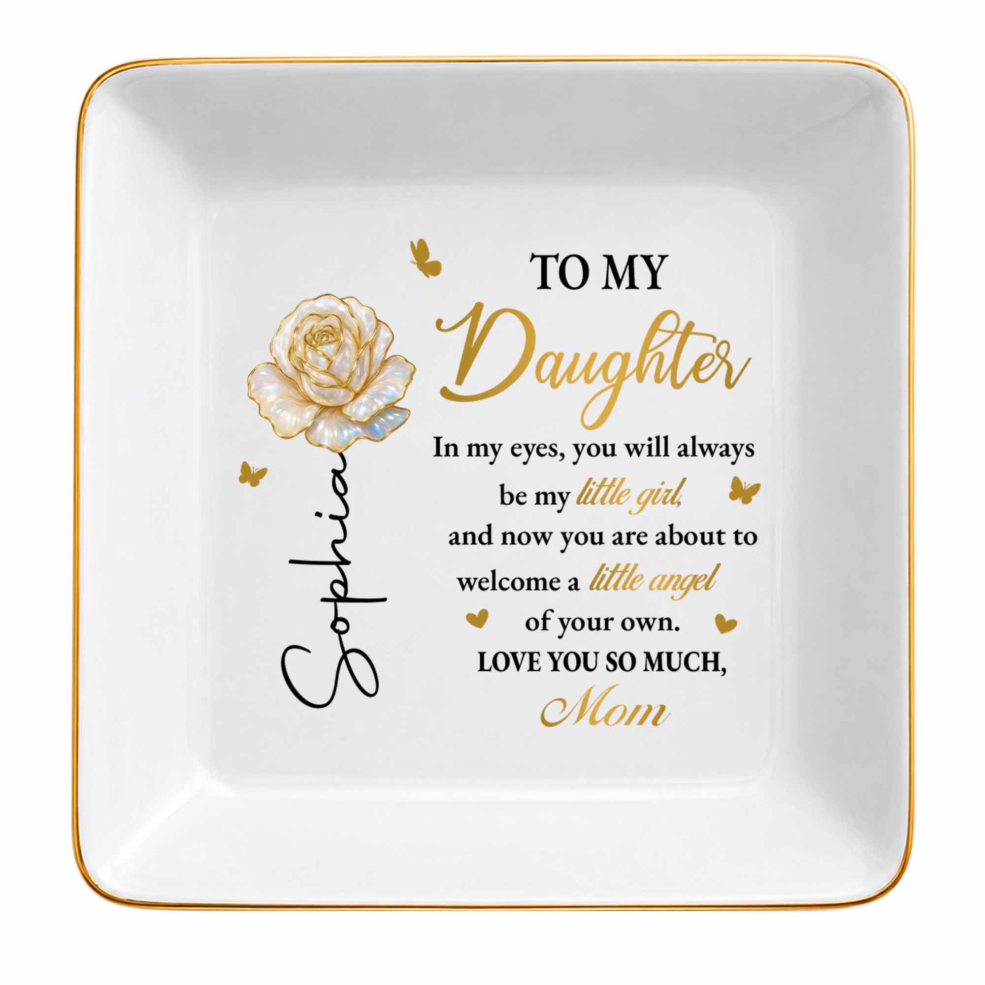Personalized Ceramic Jewelry Dish Custom Name Gift for Daughter
