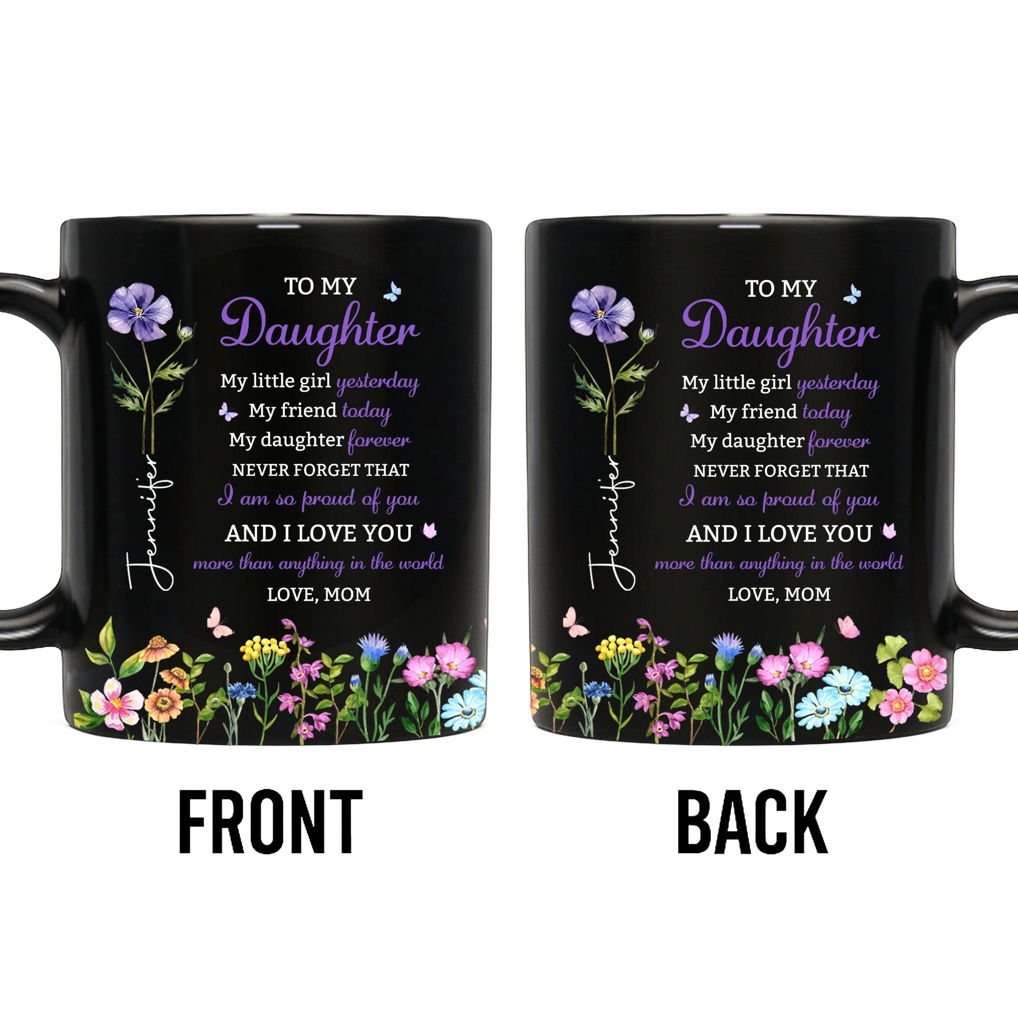 Personalized Black Mug Custom Message Gift for Daughter